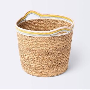 Cloud Island Woven Basket with Multicolor Trim